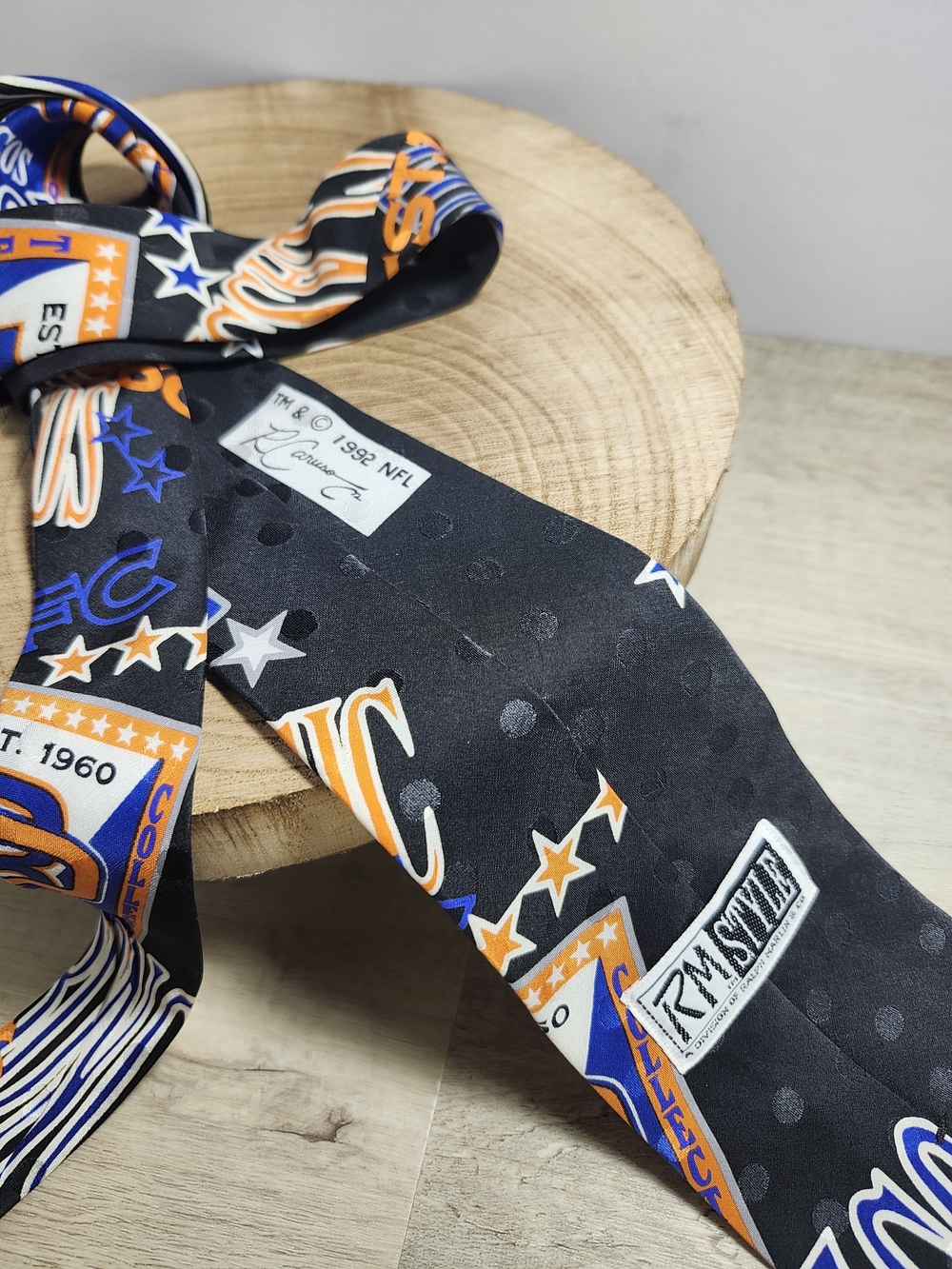 RM Sibley Black & Orange NFL Graphic Silk Tie Denver BRONCOS